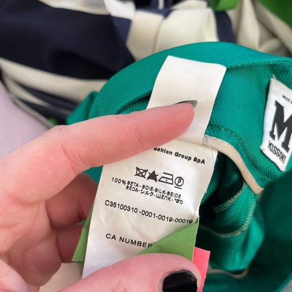 M By Missoni Dress Pants Green Silk Built-in D-Belt Straight Cut Trousers - Picture 4 of 13